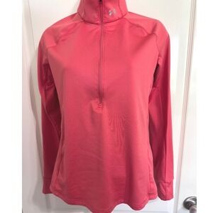 Under Armour ColdGear Fitted 1/2 Zip Pullover Pink Women's Small Athletic